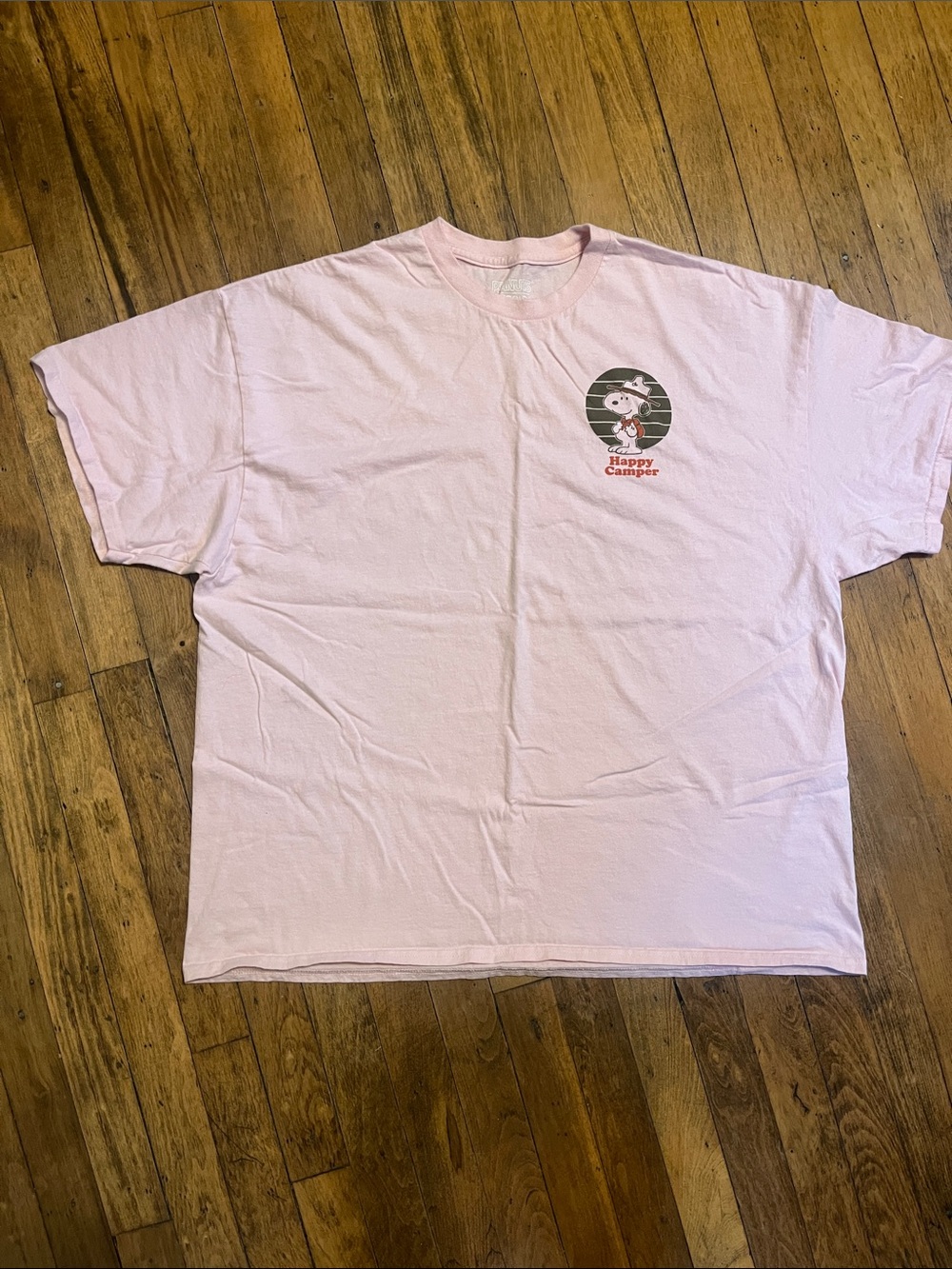 Peanuts Men's Light Pink 'Happy Camper' Graphic Tee